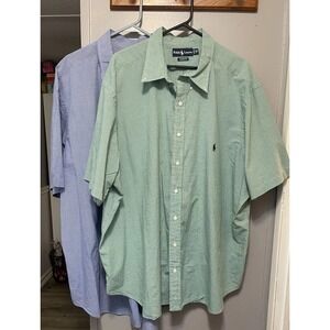 A lot of two Ralph Lauren size 3 X big blue/white and green/white short sleeve